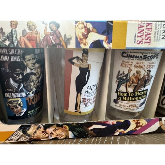 Set Of 4 Rare Movie-Themed Pub Glasses In Original Box Featuring Iconic Films: O - Picture 8 of 16